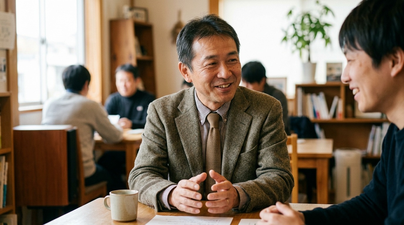 協業の方向性を確かめ合いながら向き合って対話する日本人の経営者