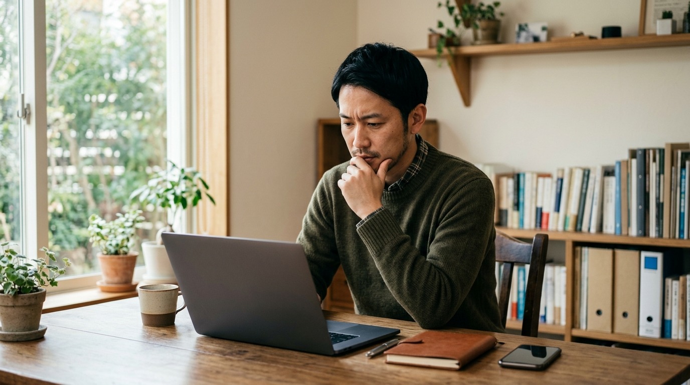 独立当初を振り返りノートに事業の目的を書き出す日本人の経営者