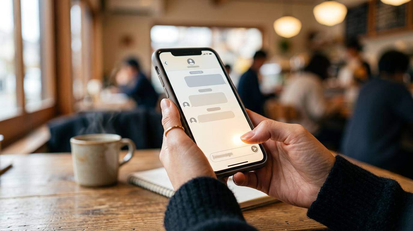 スマートフォンで気軽に相談メッセージを送る様子